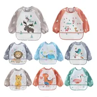 Bavoir imperméable à manches longues pour bébés, écharpe pour tout-petits, Smock d'art, Tablier d'alimentation, Poche pour bébés garçons et filles, Burp grill gels, Bavoirs for1-3Year 1